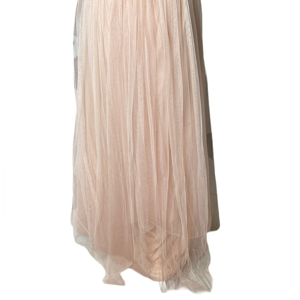 Jenny Yoo Strapless Blush Chiffon Maxi Dress Size 4 Bridesmaid Prom Fairycore - Picture 3 of 16